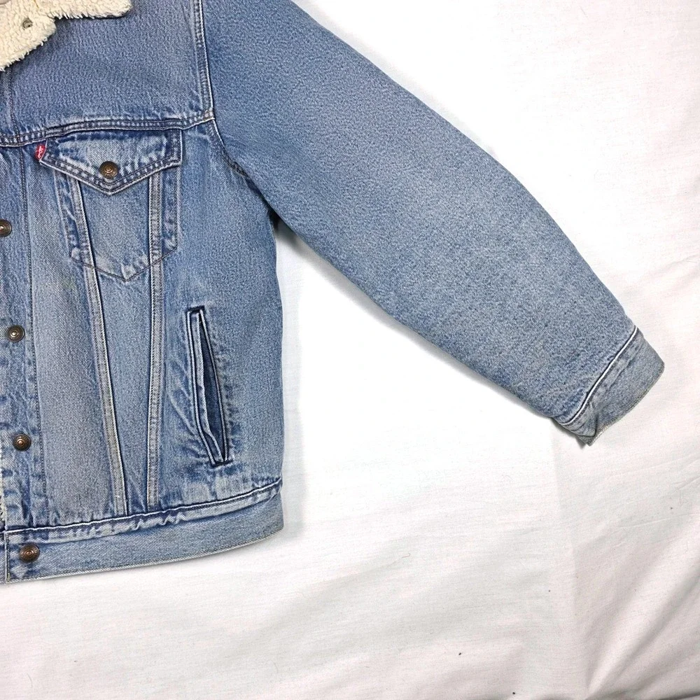Levi's Vintage Sherpa Lined Denim Trucker Jacket Mens‎ Small Blue Jean Outerwear